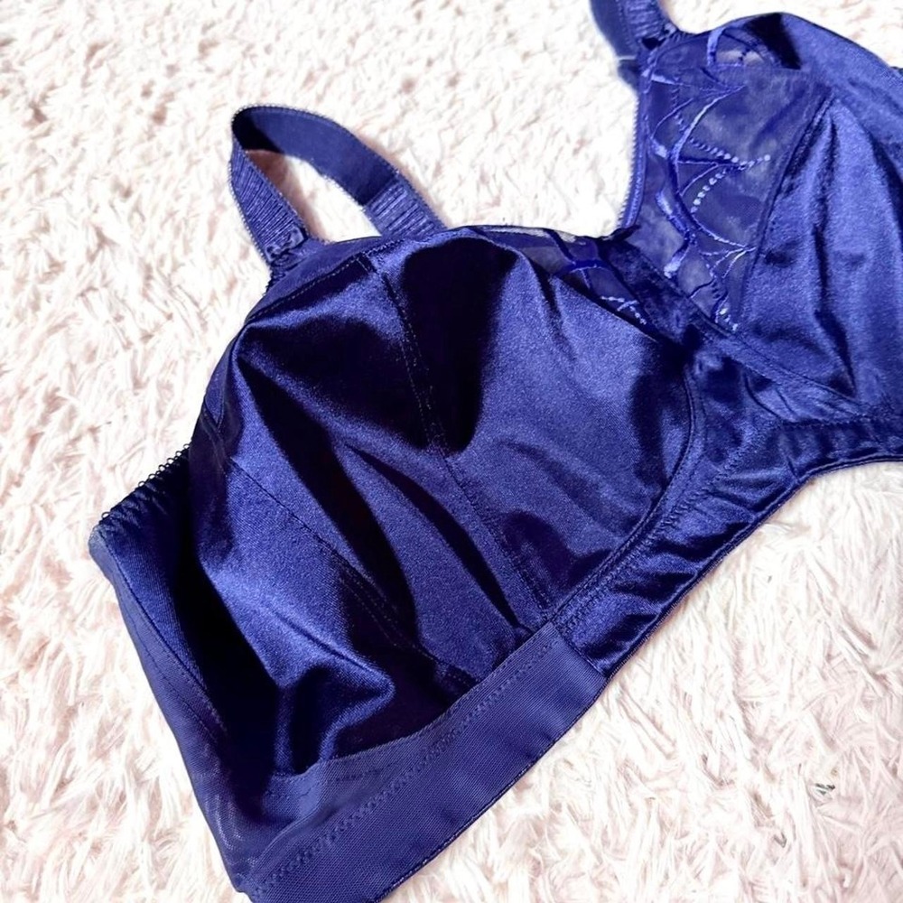 Elomi Cate Soft Cup Satin Embroidered Regal Romantic Bra Womens 44H Sexy Royal - Picture 3 of 6